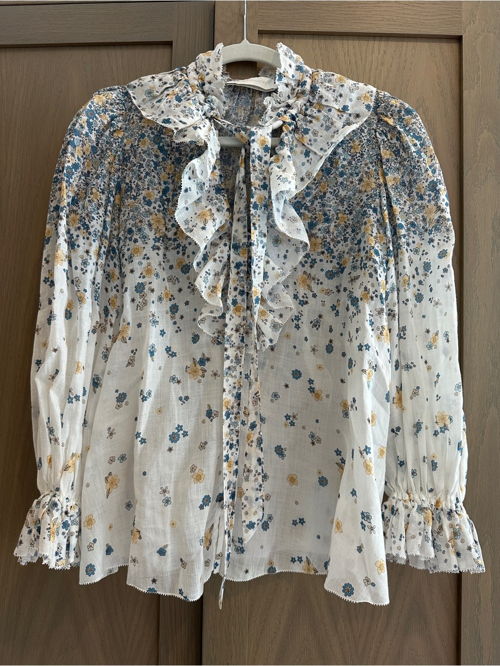Zimmermann floral top with tie neck, Size 0 (US 4)